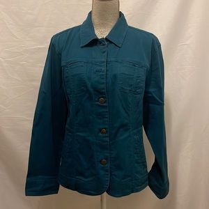 Deep teal Chicos denim jacket size 3